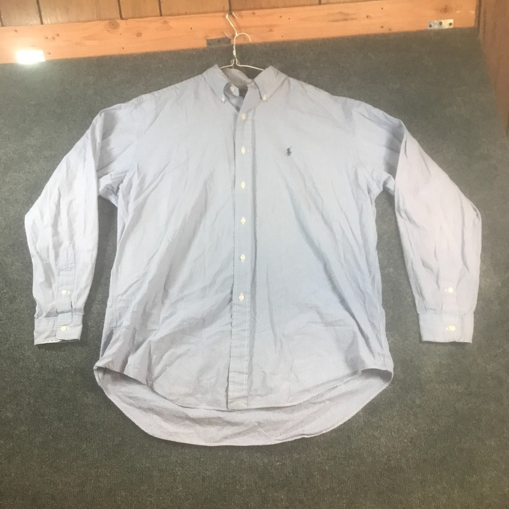 Vintage Ralph Lauren Blake Classic Fit Shirt Mens Large Blue Cotton Gingham